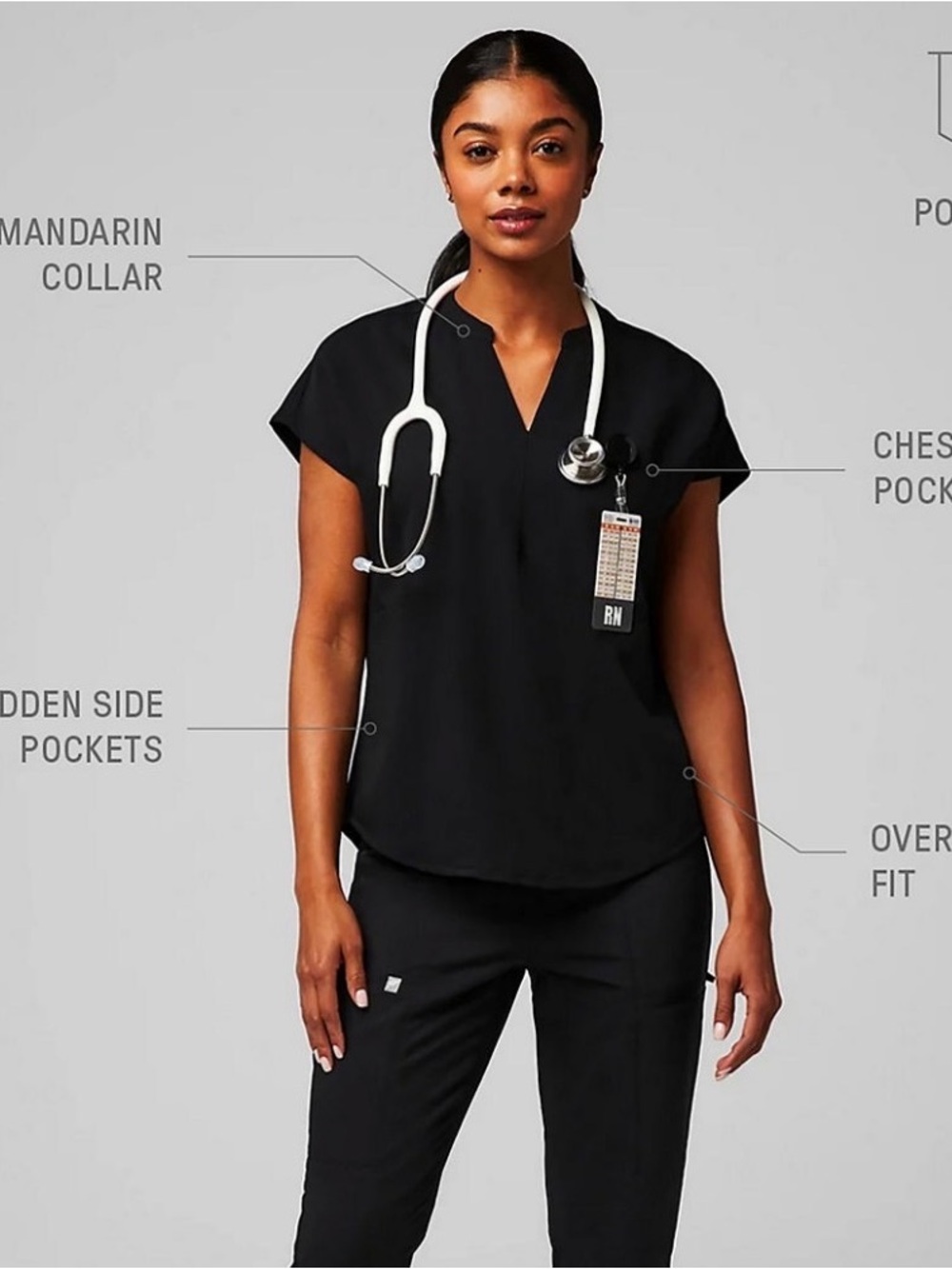 Fabletics ion pant and evolve scrub top set in black